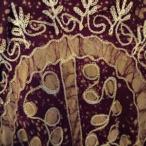 Vacation WearCaribbean Purple and Gold Embroidered Top